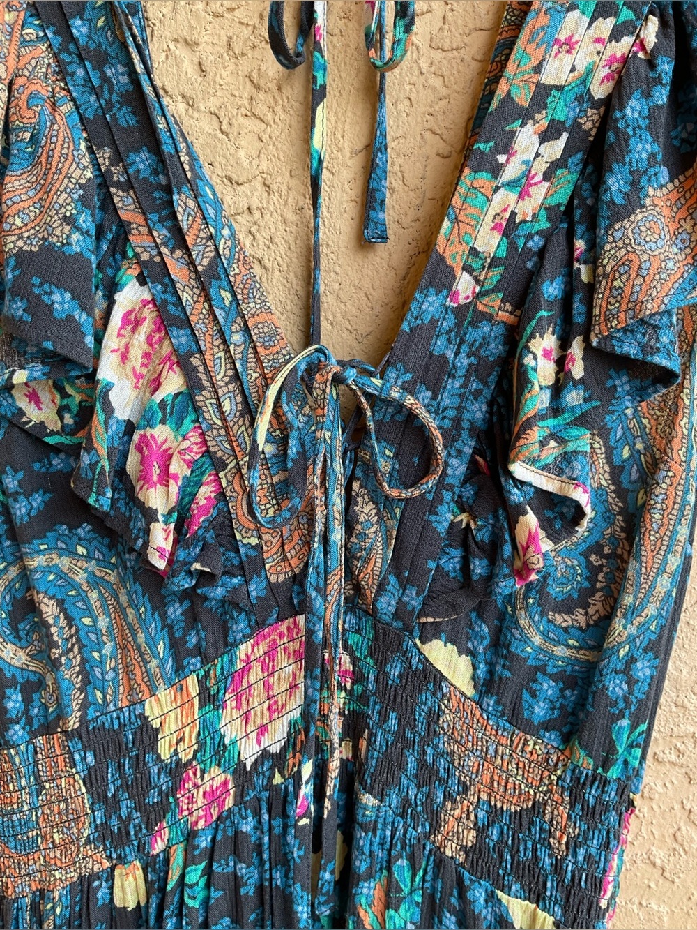 O'NEILL Rose Floral Paisley NOLEE Plunge Open Back Maxi  Boho Dress MEDIUM - Picture 11 of 16